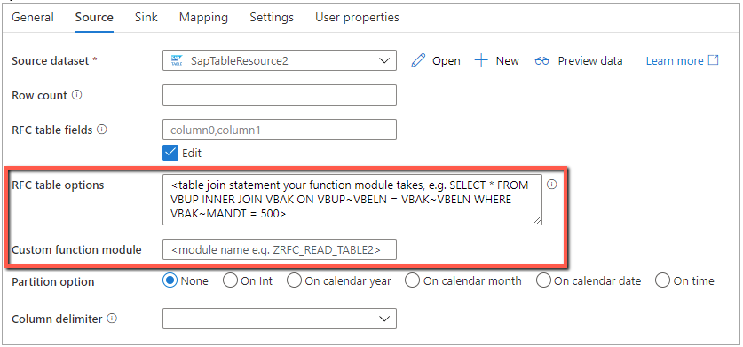 Combinación de SAP Table