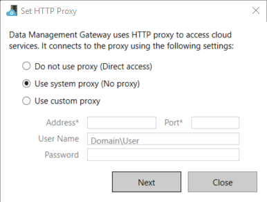 Configuración del proxy