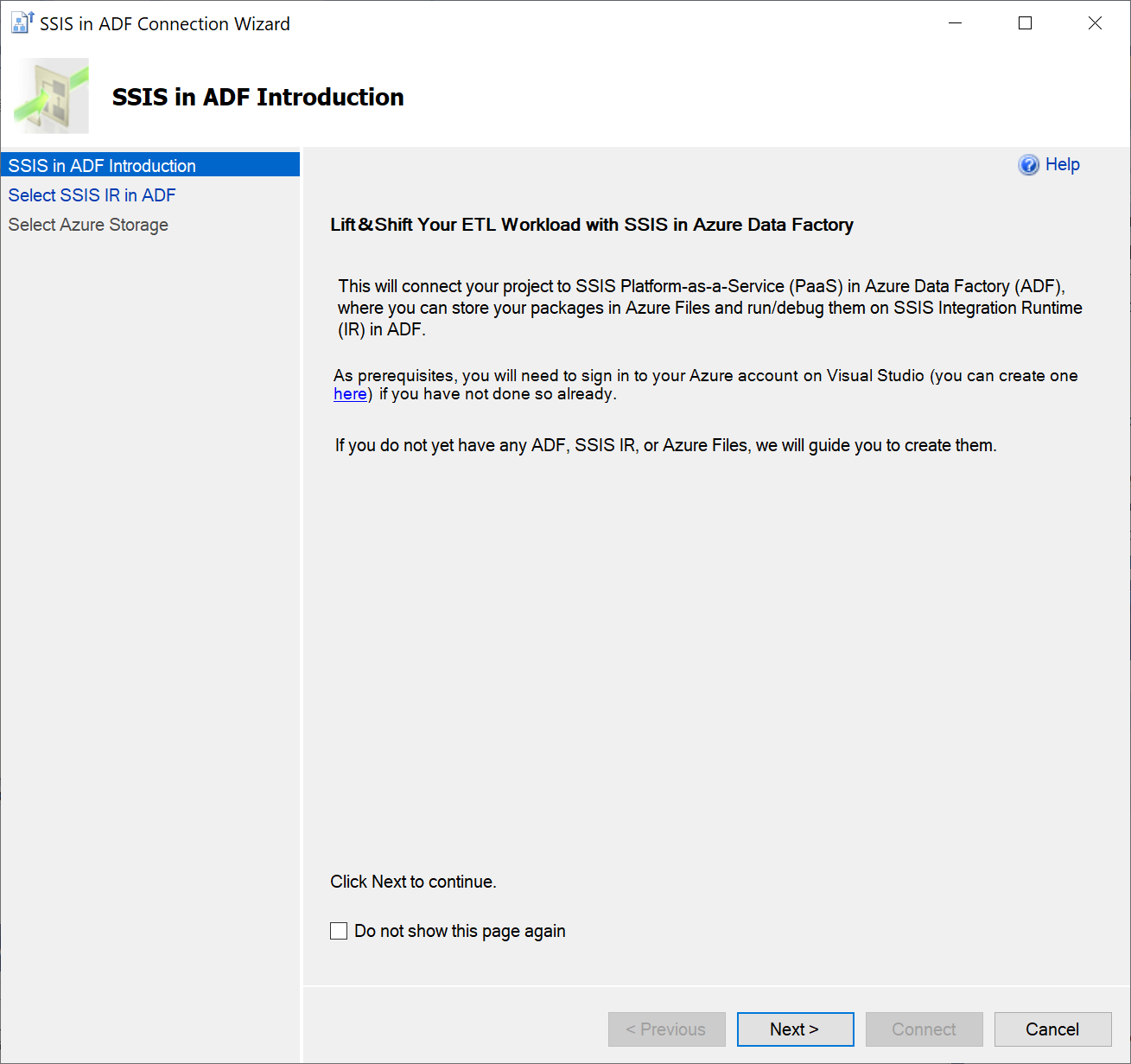 SSIS en la introducción de ADF