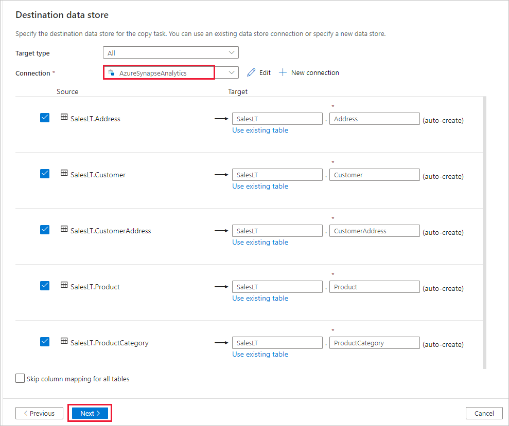 Captura de pantalla que muestra la configuración de la página 