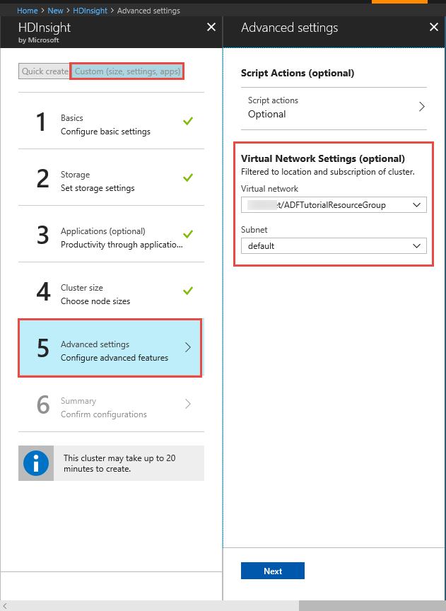 HDInsight en una red virtual