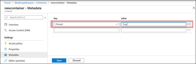 Captura de pantalla de las opciones de metadatos de la sincronización automatizada de los archivos anclados.