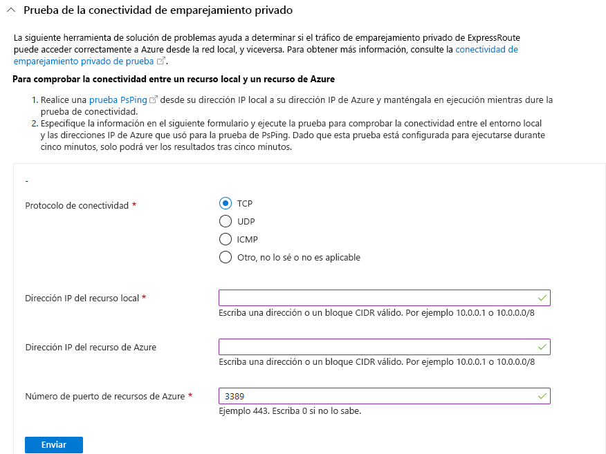 Formulario para depurar una ACL.