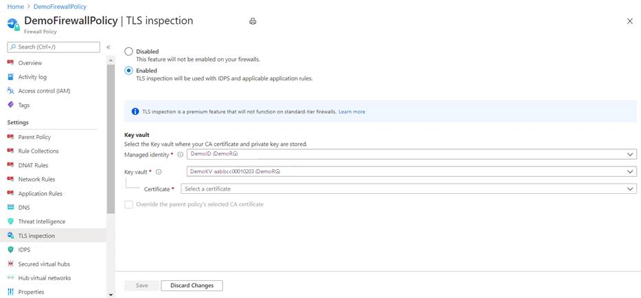 Diagrama de información general de Azure Firewall Prémium