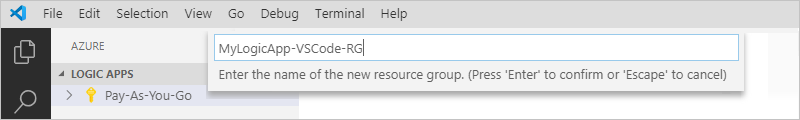 Especificar un nombre para el grupo de recursos de Azure