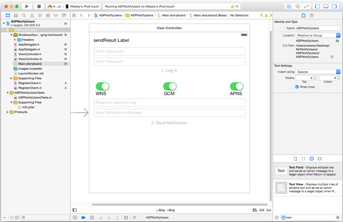 Edición del guion gráfico en el generador de interfaz de Xcode