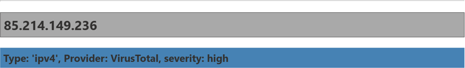 Captura de pantalla de una dirección IP que aparece en los datos de VirusTotal.