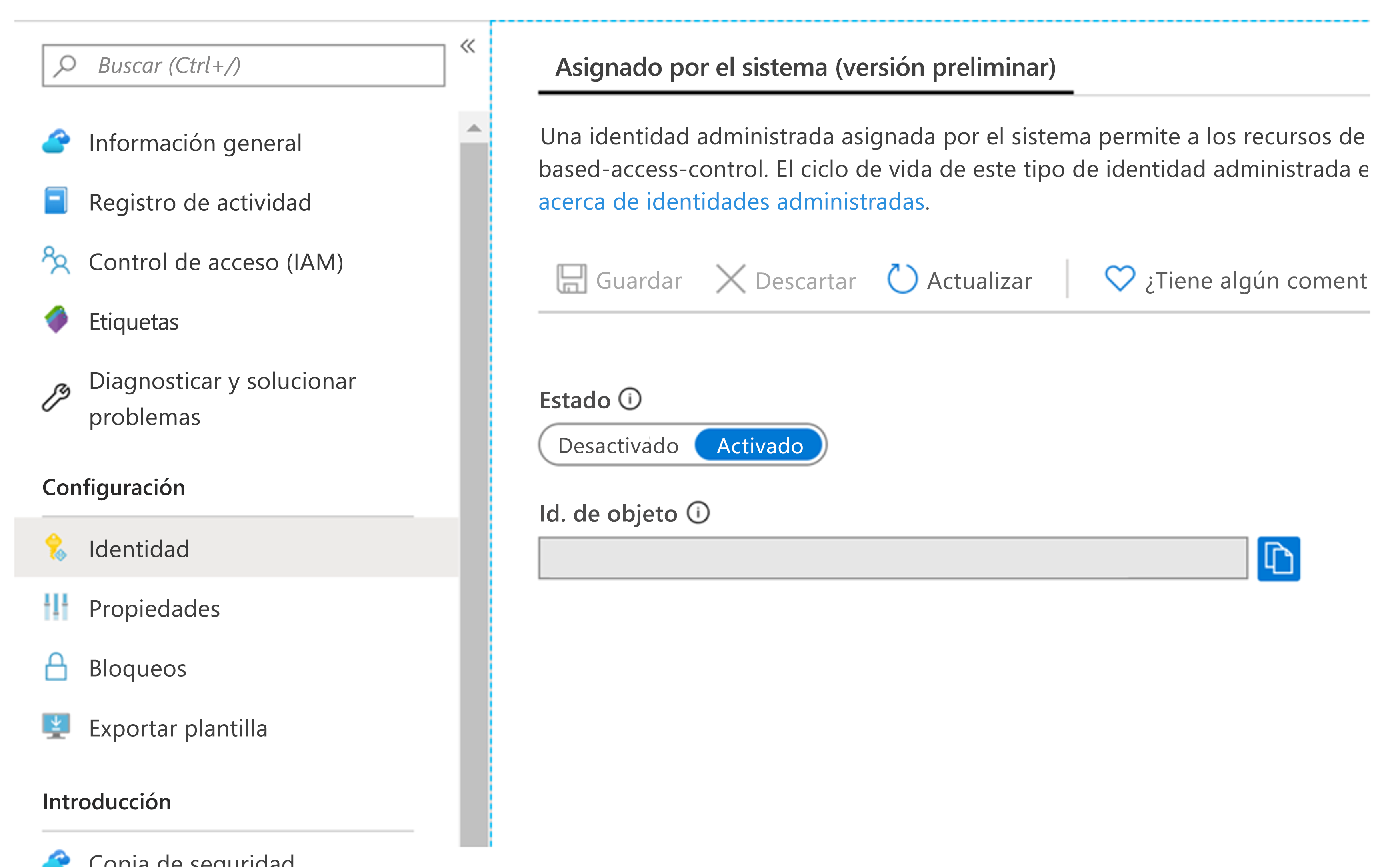 Muestra Azure Portal y la página Recovery Services.