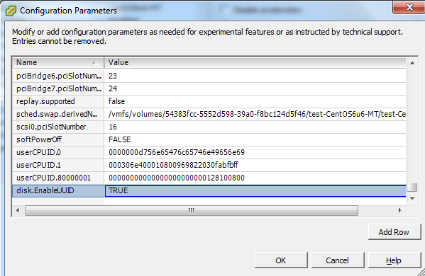 Comprobación de si el disk.EnableUUID existe