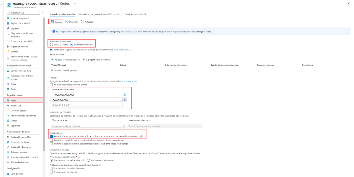 Configuración de los ajustes del firewall y de la red virtual para trabajar con Azure File Sync