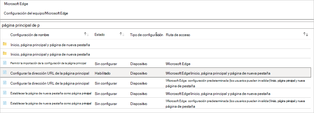 El estado de configuración está habilitado