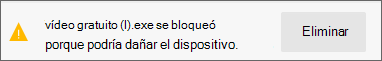 Notificación de bloqueo de SmartScreen de Microsoft Defender para un archivo con reputación maliciosa