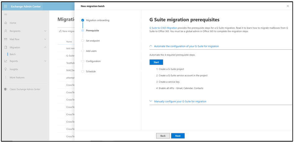 Captura de pantalla de la automatización de G-suite.