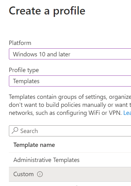 Crear un perfil de configuración personalizado.