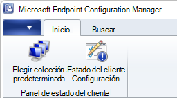 Cinta de opciones de consola para el nodo Panel de estado de cliente que muestra dos acciones.