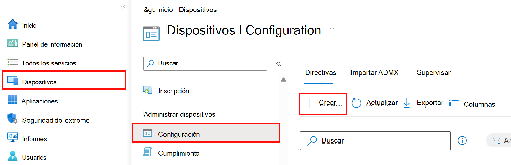 Cree un nuevo perfil de configuración de dispositivo en Microsoft Intune mediante el Centro de administración de Intune.