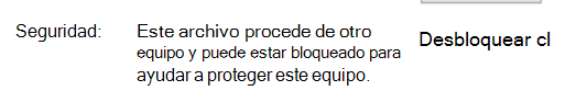 Captura de pantalla que muestra cómo desbloquear los archivos DLL.