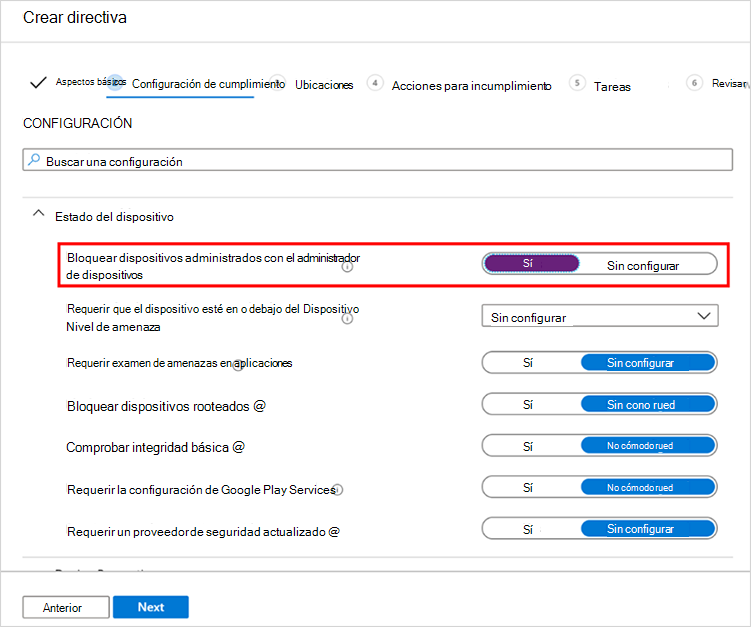 Bloqueo de dispositivos