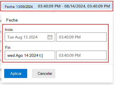 Filtre los registros de auditoría por fecha en Microsoft Intune y el Centro de administración de Intune.