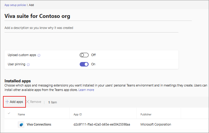 Captura de pantalla que muestra cómo los administradores preinstalan aplicaciones con la directiva de configuración de aplicaciones.