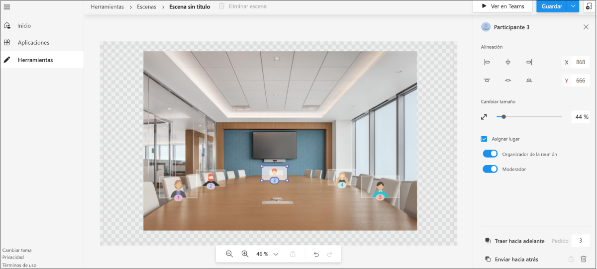 Captura de pantalla que muestra la casilla asignar spot para el participante 3 en Scene Studio.