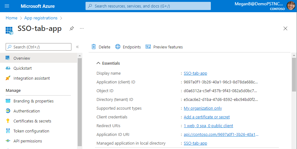 Valores de configuración de la aplicación en Microsoft Entra ID