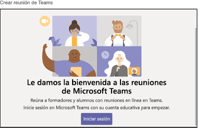 Captura de pantalla que muestra el inicio de sesión en la reunión de teams.