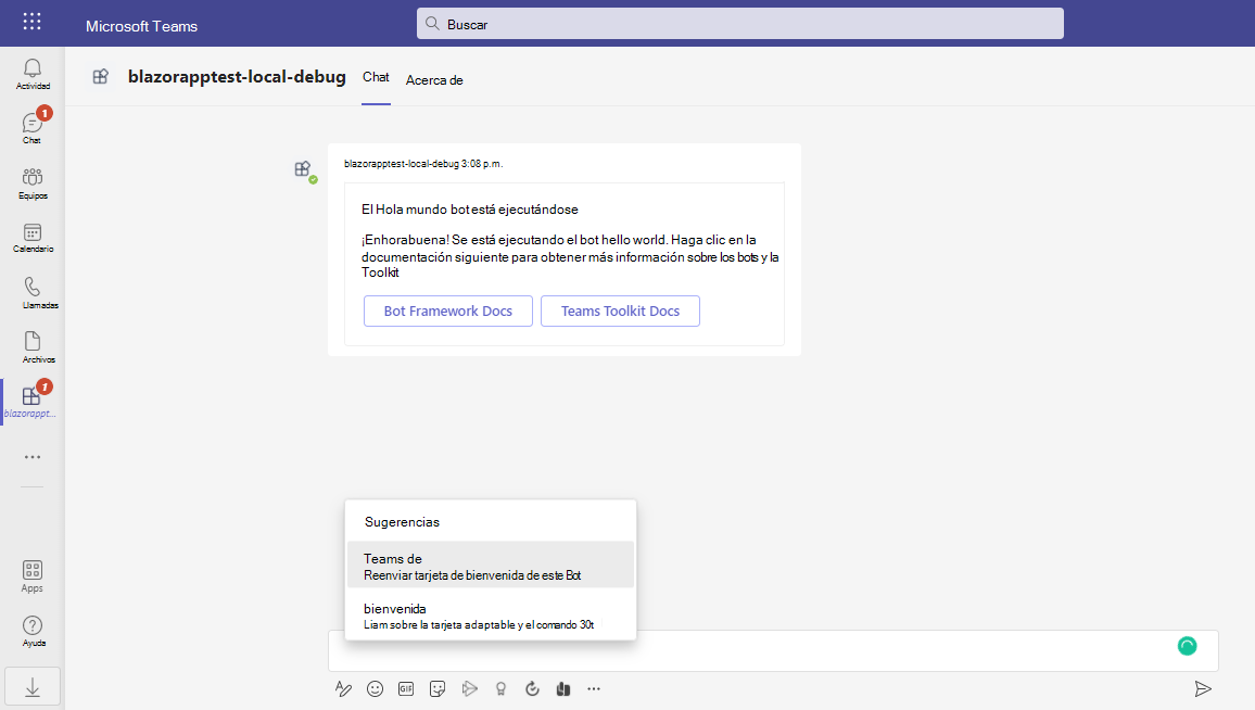 Captura de pantalla de Microsoft Teams que muestra una tarjeta de introducción.