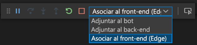 Captura de pantalla que muestra el depurador de inicio.