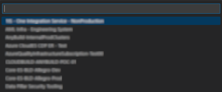 Captura de pantalla que muestra las opciones del grupo de suscripciones de Azure entre las que elegir.