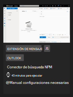 Captura de pantalla que muestra el ejemplo de NPM Search Connector en la galería de ejemplos del kit de herramientas de Teams.