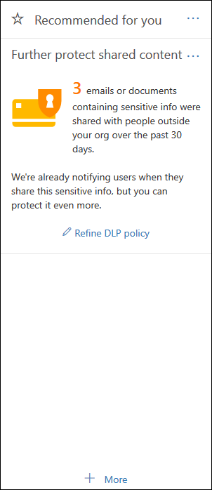 Widget denominado Protección adicional del contenido compartido.