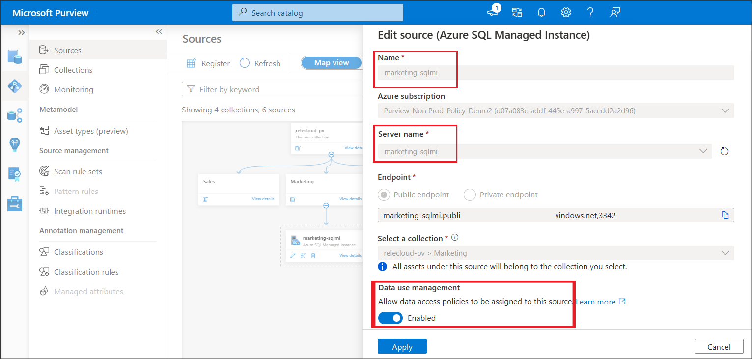 Captura de pantalla que muestra cómo habilitar la aplicación de directivas.