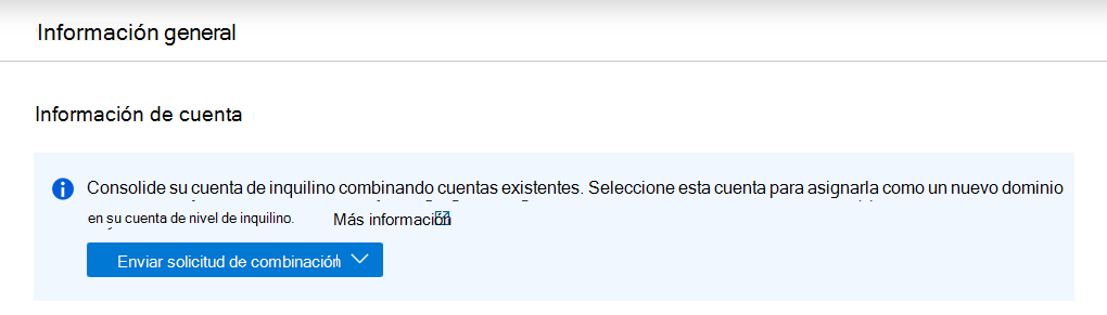 Captura de pantalla de la ventana de la cuenta de combinación en el portal de gobernanza de Microsoft Purview.