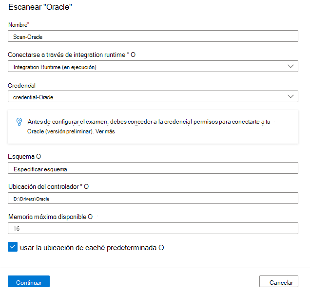 Captura de pantalla de la página de configuración de examen de Oracle.