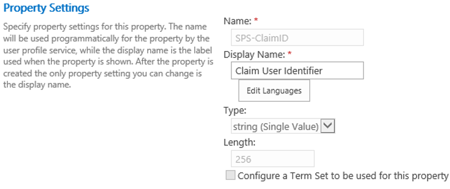 Configuración de la propiedad.