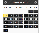 Screenshot of a Black Tie theme calender.