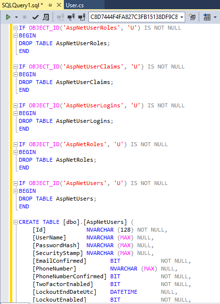 Screenshot of refreshing the Server Explorer window to create five new tables in the database.