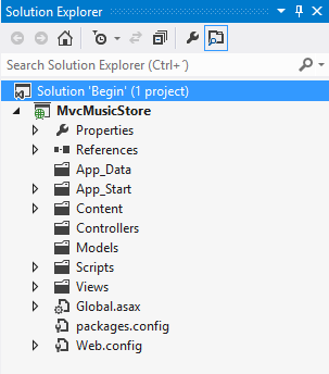 Estructura de carpetas de ASP.NET MVC en el Explorador de soluciones