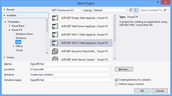 Create mvc web