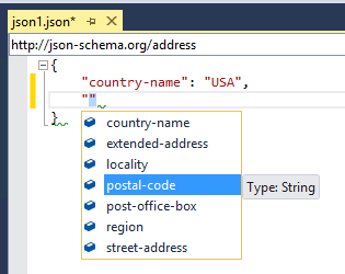 IntelliSense de JSON