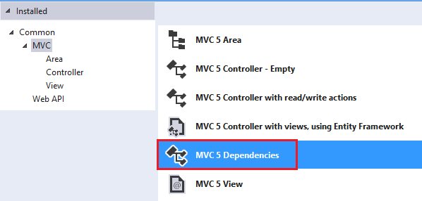 agregar dependencias de MVC