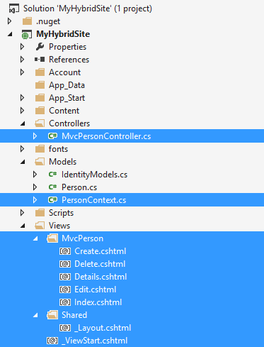 After creating the MVC controller with scaffolding