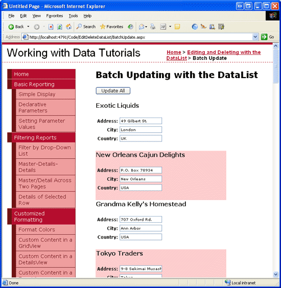 Cada elemento de una lista de datos totalmente editable se puede modificar.