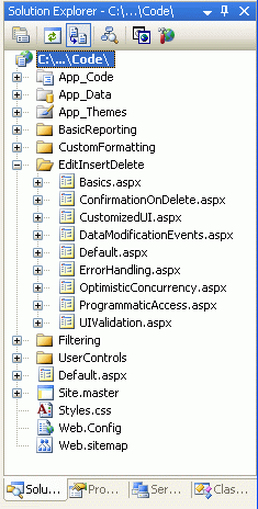 Agregue las páginas ASP.NET para los tutoriales relacionados con la modificación de datos