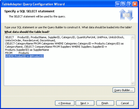 Add a WHERE Clause to the Pre-Loaded Query to Return a Specific Product Record