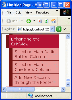 The Site Map Now Includes Entries for the Enhancing the GridView Tutorials