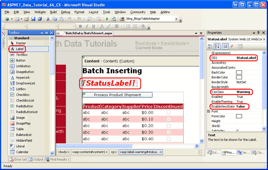 Place the StatusLabel Control Above the Two Panel Controls