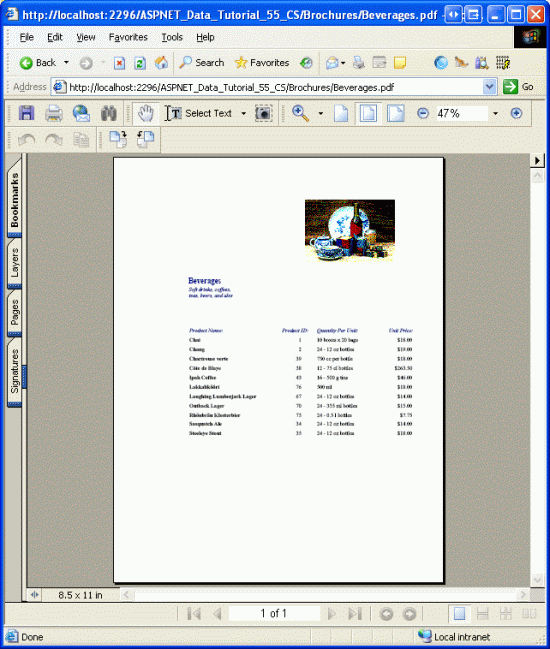 Se muestra el PDF del folleto de categorías