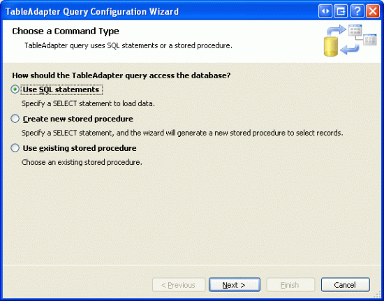 Seleccione la opción Usar instrucciones SQL